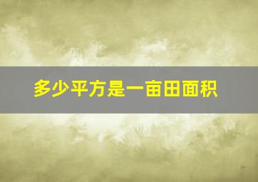 多少平方是一亩田面积