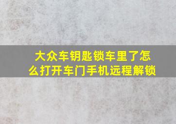 大众车钥匙锁车里了怎么打开车门手机远程解锁