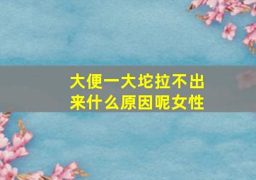 大便一大坨拉不出来什么原因呢女性