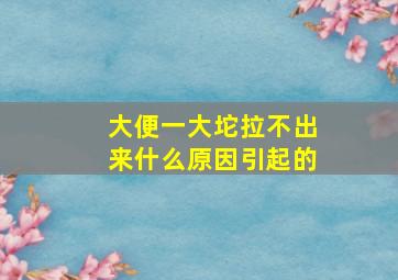 大便一大坨拉不出来什么原因引起的