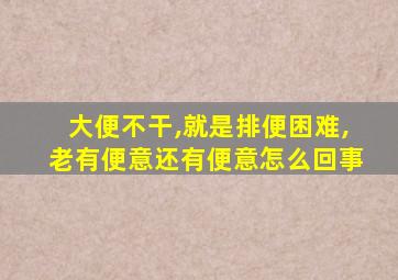 大便不干,就是排便困难,老有便意还有便意怎么回事