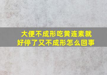 大便不成形吃黄连素就好停了又不成形怎么回事