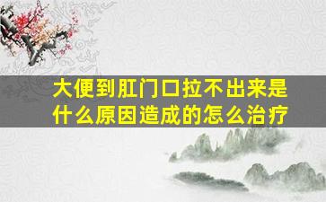 大便到肛门口拉不出来是什么原因造成的怎么治疗