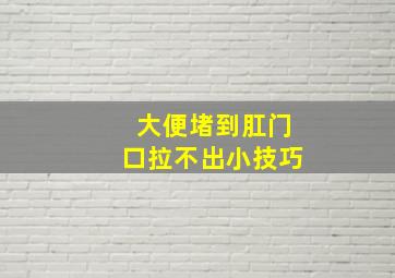 大便堵到肛门口拉不出小技巧