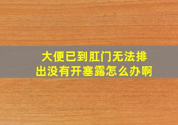 大便已到肛门无法排出没有开塞露怎么办啊