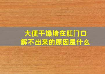 大便干燥堵在肛门口解不出来的原因是什么