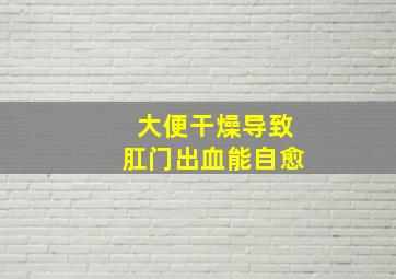 大便干燥导致肛门出血能自愈