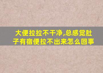 大便拉拉不干净,总感觉肚子有宿便拉不出来怎么回事