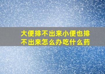 大便排不出来小便也排不出来怎么办吃什么药