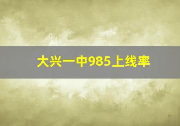 大兴一中985上线率