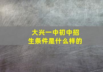 大兴一中初中招生条件是什么样的