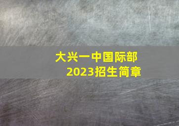 大兴一中国际部2023招生简章