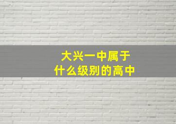 大兴一中属于什么级别的高中