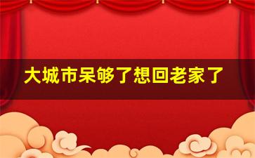 大城市呆够了想回老家了