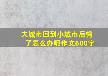 大城市回到小城市后悔了怎么办呢作文600字