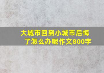 大城市回到小城市后悔了怎么办呢作文800字