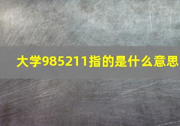 大学985211指的是什么意思