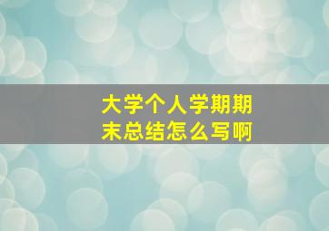 大学个人学期期末总结怎么写啊