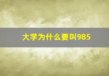 大学为什么要叫985