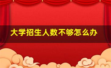 大学招生人数不够怎么办