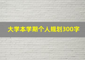 大学本学期个人规划300字