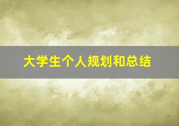 大学生个人规划和总结