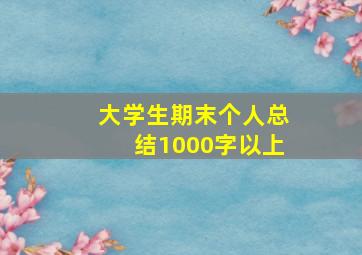 大学生期末个人总结1000字以上