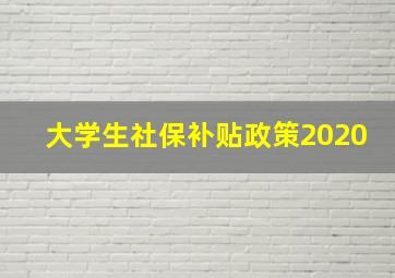 大学生社保补贴政策2020