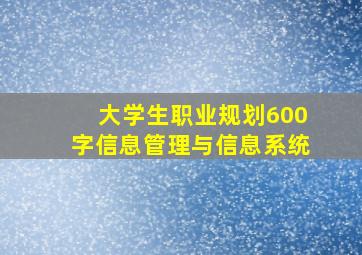 大学生职业规划600字信息管理与信息系统