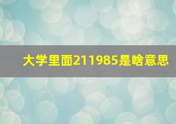 大学里面211985是啥意思