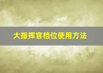 大指挥官档位使用方法