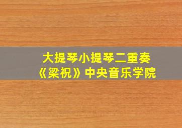 大提琴小提琴二重奏《梁祝》中央音乐学院