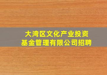 大湾区文化产业投资基金管理有限公司招聘