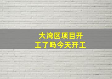 大湾区项目开工了吗今天开工