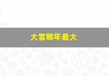 大雪哪年最大