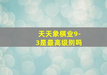 天天象棋业9-3是最高级别吗