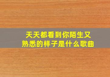 天天都看到你陌生又熟悉的样子是什么歌曲