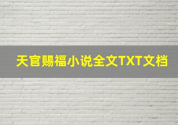 天官赐福小说全文TXT文档