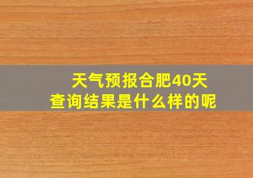 天气预报合肥40天查询结果是什么样的呢