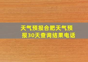 天气预报合肥天气预报30天查询结果电话