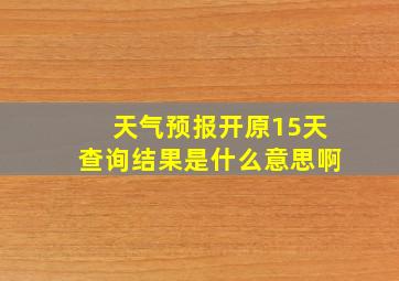 天气预报开原15天查询结果是什么意思啊