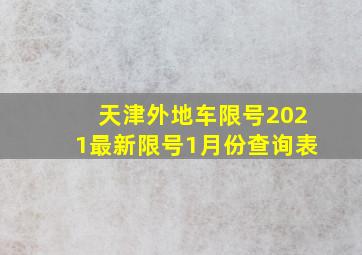 天津外地车限号2021最新限号1月份查询表