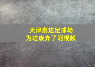 天津泰达足球场为啥废弃了呢视频