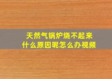 天然气锅炉烧不起来什么原因呢怎么办视频