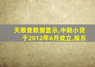 天眼查数据显示,中融小贷于2012年6月成立,股东