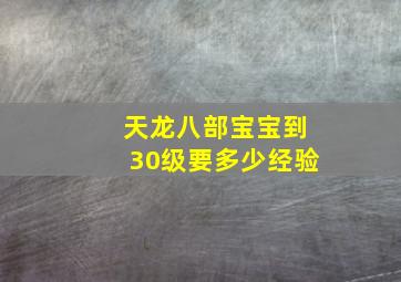 天龙八部宝宝到30级要多少经验