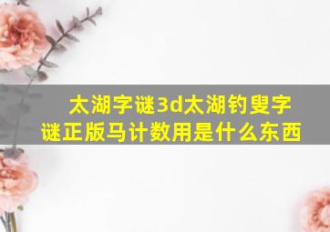 太湖字谜3d太湖钓叟字谜正版马计数用是什么东西