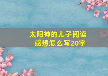 太阳神的儿子阅读感想怎么写20字