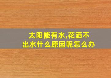 太阳能有水,花洒不出水什么原因呢怎么办