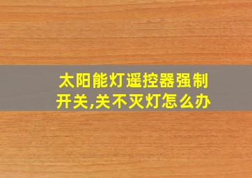 太阳能灯遥控器强制开关,关不灭灯怎么办